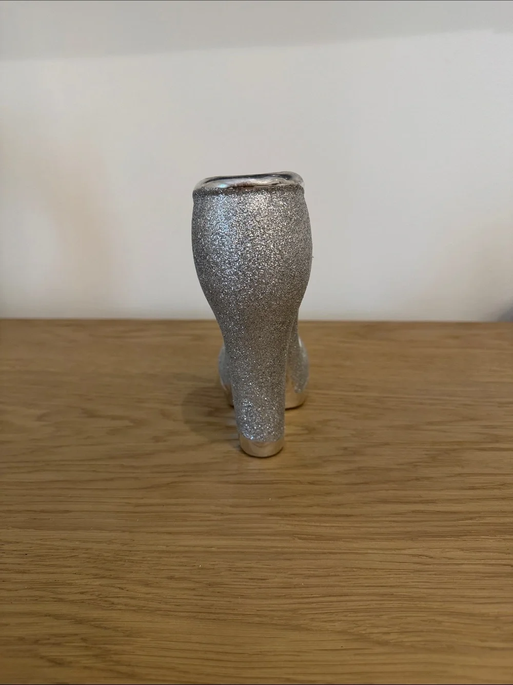 Silver and Red Glitter Women's Decorative Shoe Vase